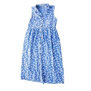 Vintage Cottage Denim Floral Maxi Dress